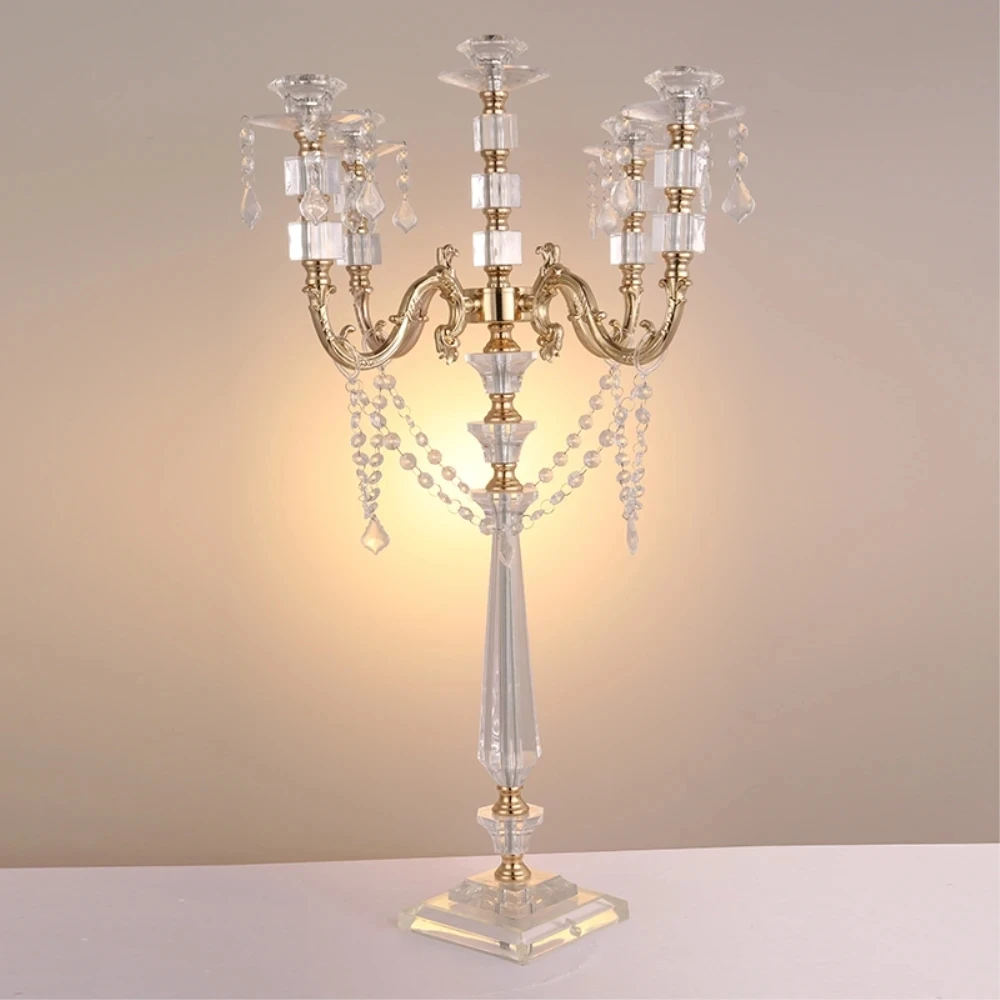 

1pc5pc10pc Acrylic Candle Holders Candelabras With Crystal Pendants 77 CM/30" Height Marriage Candlestick Centerpieces Home Deco