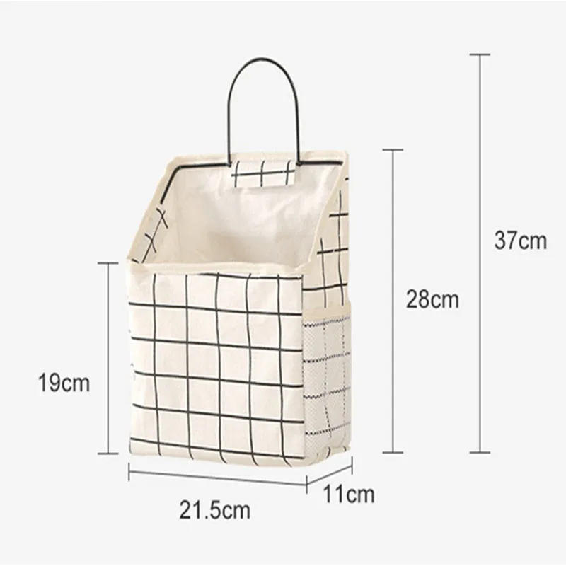 Dormitory Wall Hanging Storage Bag Wall Door Wardrobe Table Top Fabric Cotton Linen Organizer Basket For Books CD Magazine