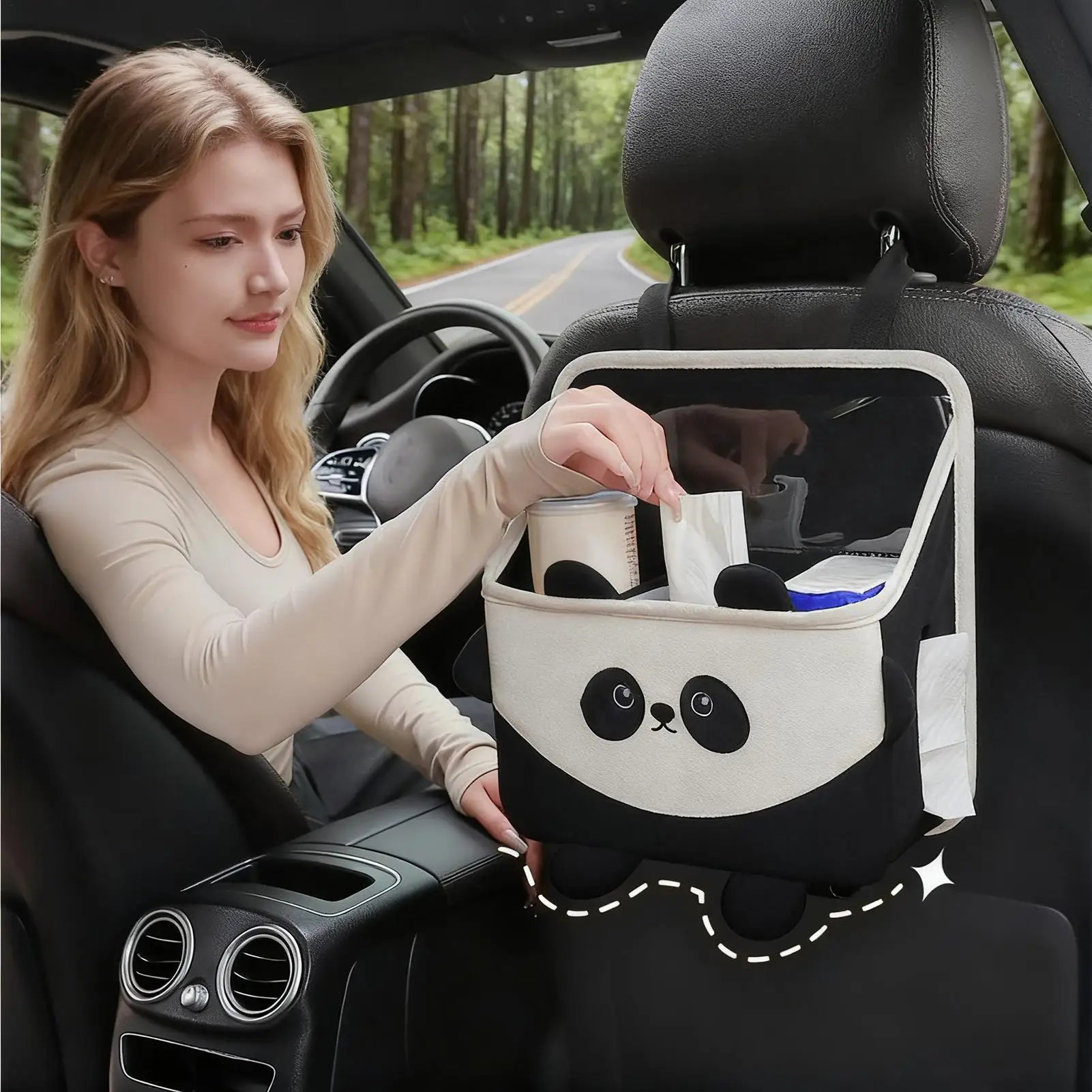 Car Trash Can For Back Seat Multifunctional Wear-Resistant Bag Box Auto Back Seat Storage Bag For Family Friends Mobile Phones