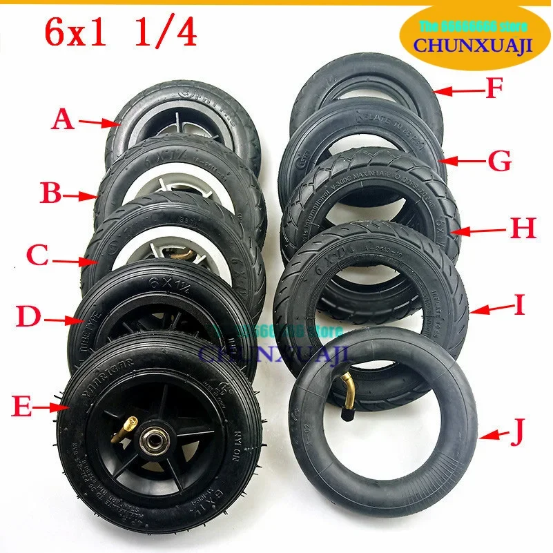 150MM Wheels 6x1 1/4  Solid / Inflation Tires Inner Tube for Folding Bicycle Electric Scooter 6 Inch Mini Surfing Scooter Tyre