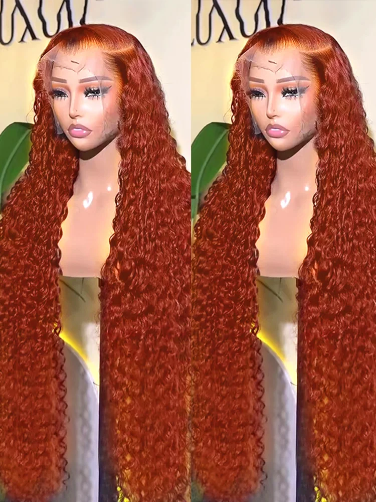 5x5 Glueless Closure Ginger Orange Curly 13x4 HD Lace Frontal Human Remy Hair Colored Transparent Deep Wave 13x6 Lace Front Wig