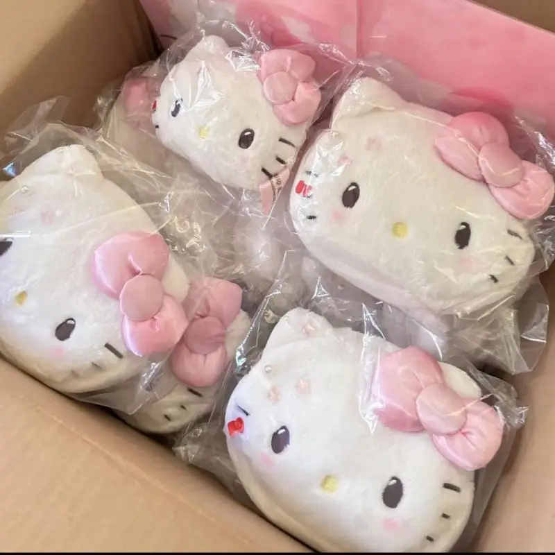 Kawaii Hello Kitty Plush Cosmetic Bag Sweet Girly Heart Storage Bag Girls Hand Bag New Cartoon Sanrio Kitty Cat Coin Purse Gift