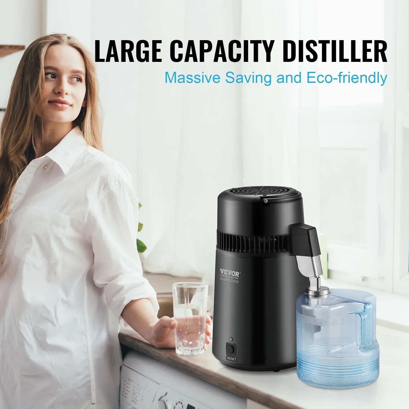 VEVOR Water Distiller 4L 1.05 Gallon Pure Water Purifier Filter For Home Countertop 750W Distilled  WaterMakerInterior Distiller