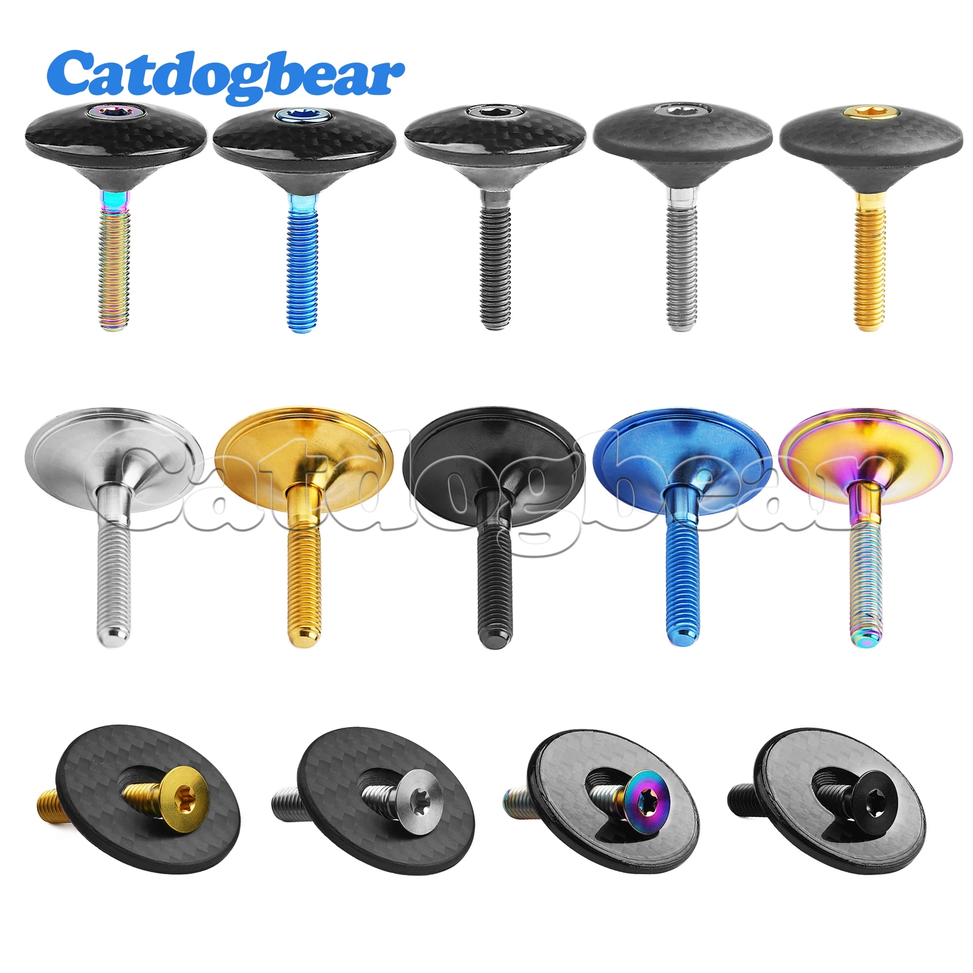 

Catdogbear Headset Stem Top Cap+ M6X35mm Titanium Bolt Screws for 1/8" CNC 3K Carbon Fiber Glossy/Matte Bike