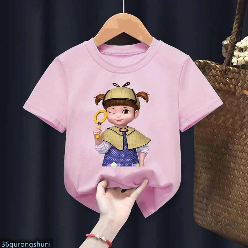 Nieuwe Hot Koop Kids Kleding Tshirt Leuke Kongsuni En Vrienden Cartoon Print Meisjes T-shirt Harajuku Kawaii Meisjes Kleding Roze T-shirt