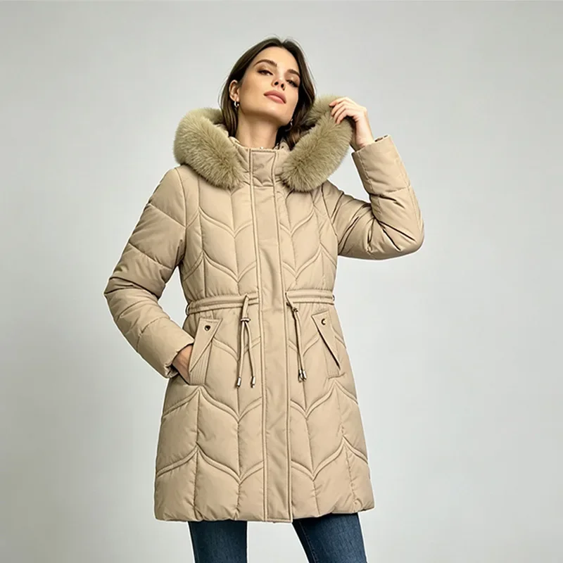 Parkas Women Mid Length Coats Hooded Zipper Jackets Tight Waist Thick Warm Y2k Streetwear Jacket Work Coat Autumn Winter 2026