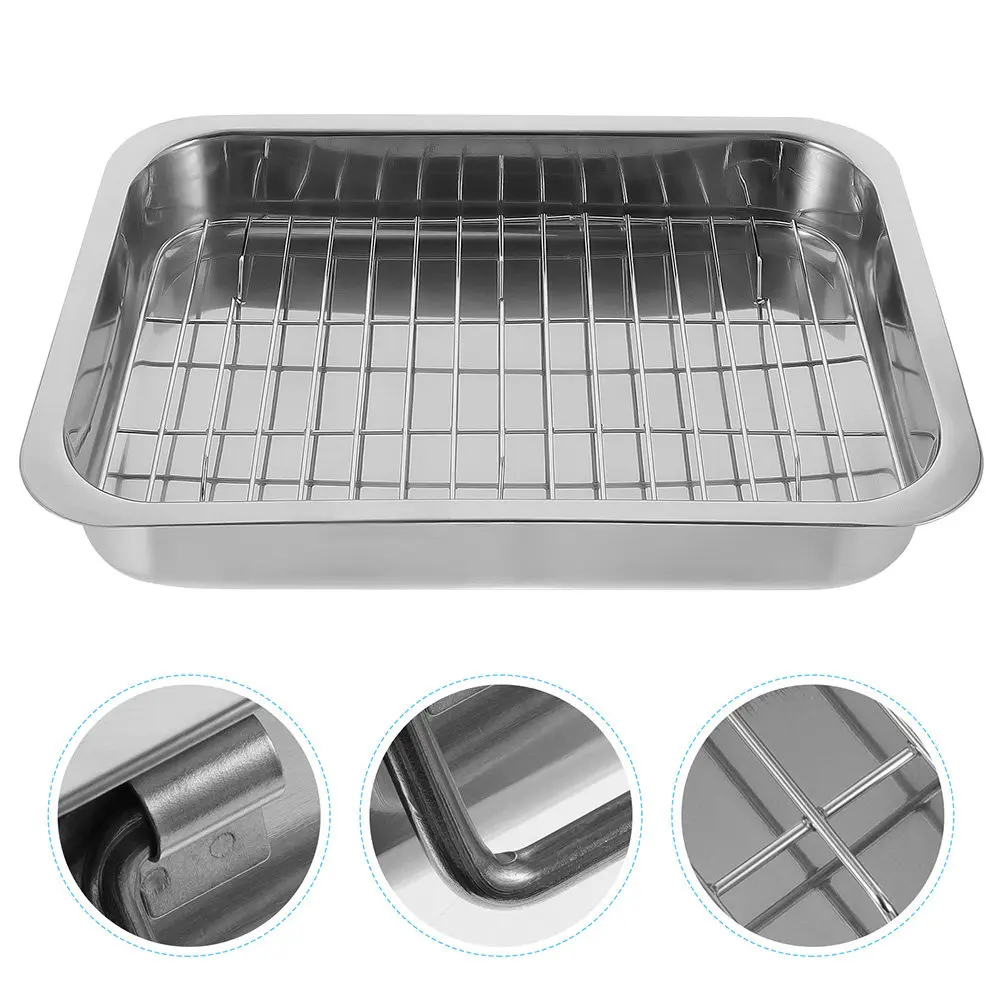 

1Set Stainless Steel Baking Tray Kit Healthy Non Toxic Ovenware for Baking Desserts Fast Efficient Cooking Perfect for Home and