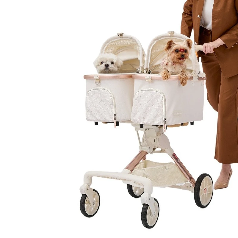 

Twins, out double dog cart, folding double seat double decker pet cart, cat small dog