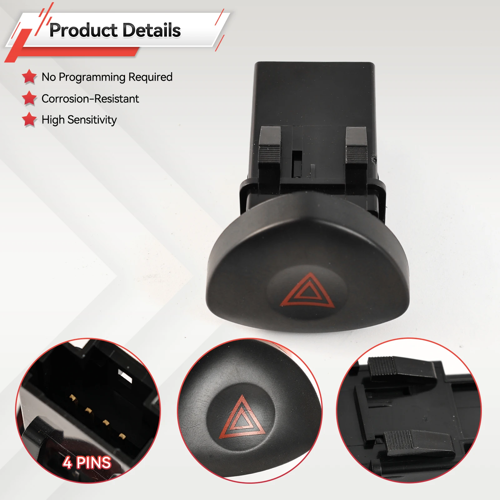 Car Hazard Emergency Light Flasher Switch Button Fit for RENAULT Clio II 2 Hatchback 2001-2006 Car Repair 8200442723 82000060036