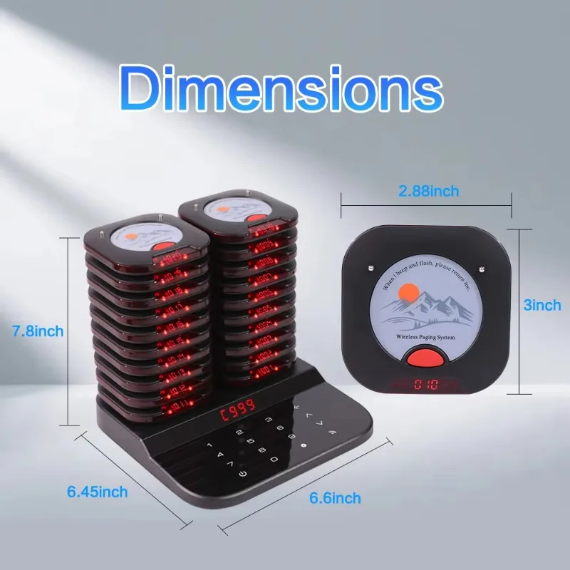 العملاء ضيف الطنانات الصافرات 20 خط طابور الاتصال مطعم نظام النداء لعيادة مقهى بار محكمة الغذاء شاحنة الغذاء