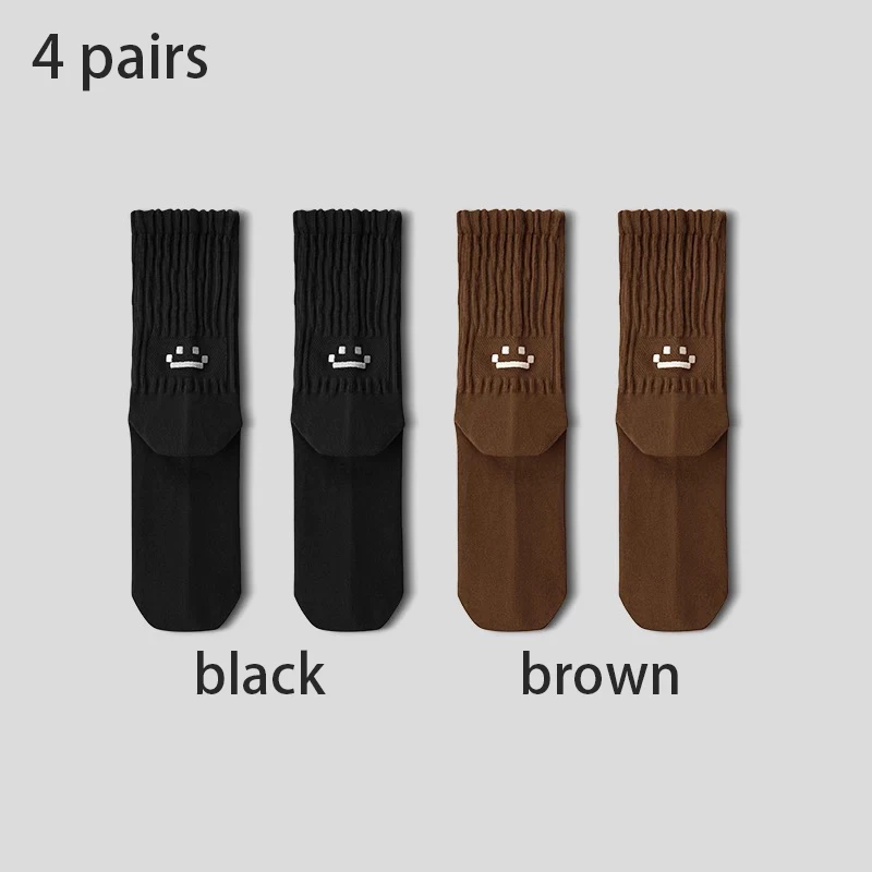 4 Paar Herren-Arbeitssocken aus Baumwolle, lange, atmungsaktive Knöchel-Crew-Socken, Freizeitsocken für Herren, Radsocken – Detail 13