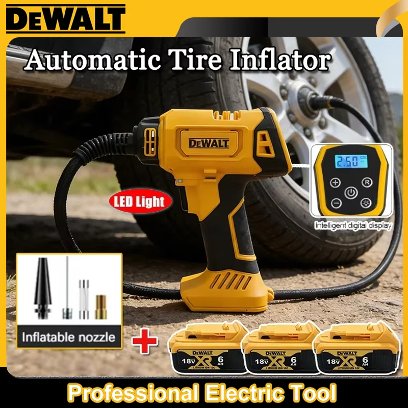 Dewalt Air Compressor Automatic Tire Inflator Cordless Rechargeable Handheld Electric Pump with Digital Pressure Gauge 18V