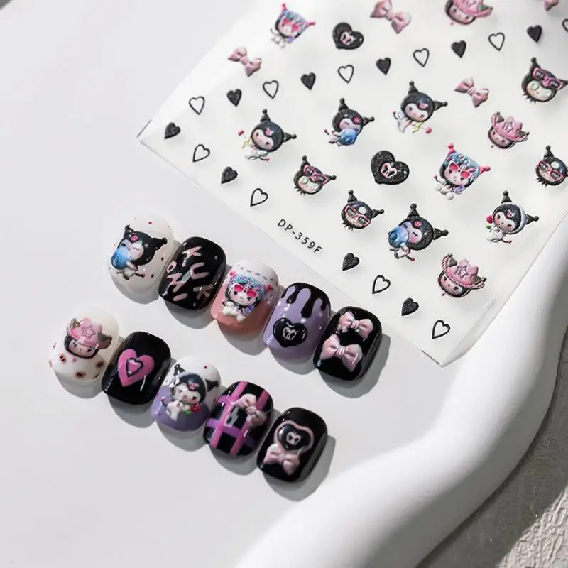 Kawaii Sanrio Kuromi Nail Stickers Halloween Pochacco Hot Girl Cartoon Cute DIY 5D Nail Decorate Stickers Student Holiday Gifts