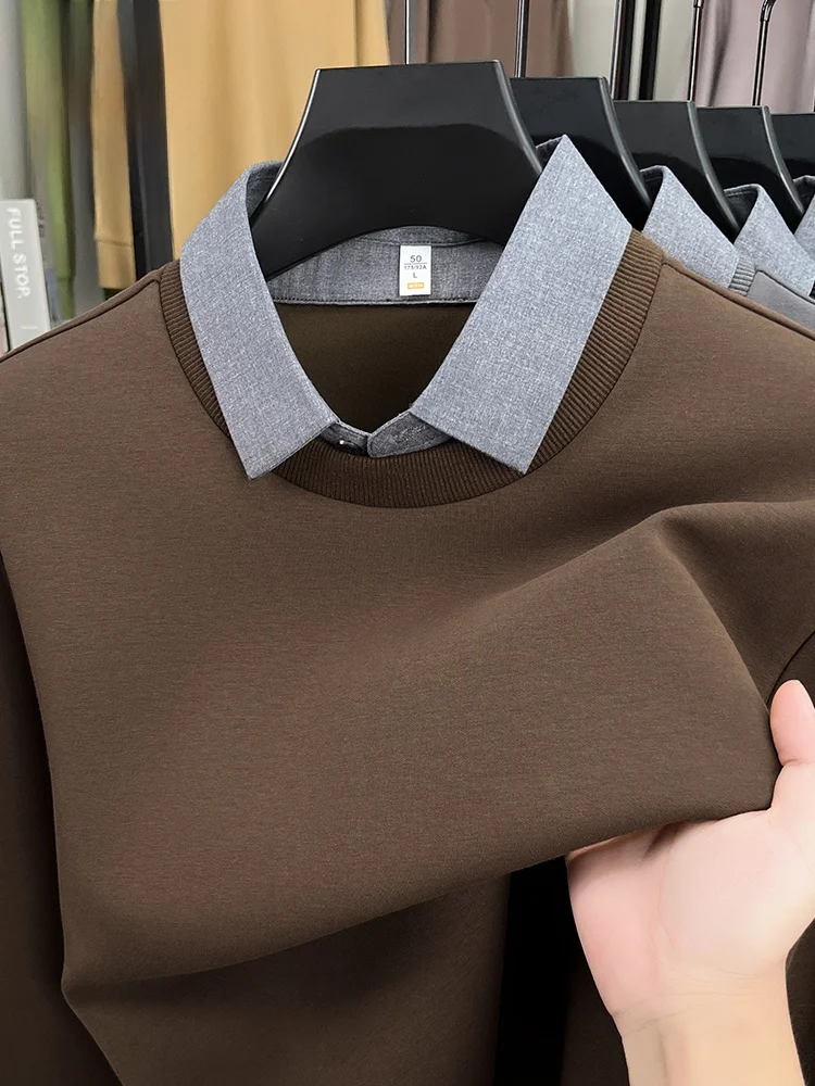 

Мужская футболка Rn Long Sve, космическая хлопковая повседневная футболка с воротником irt, искусственная двухсекционная дышащая модная городская одежда