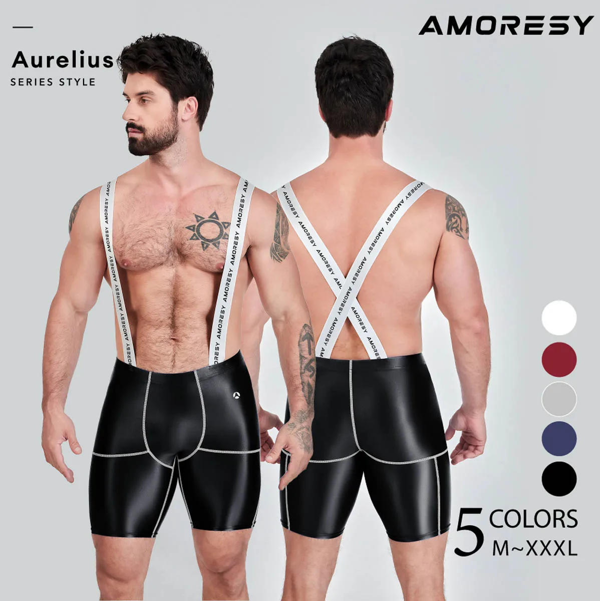 

AMORESY Men OilyGlitter Satin Elastic Quickdry Tracksuit Sport Gym Fitness Workout Breathable Shorts Swimming Trunks Short Pants