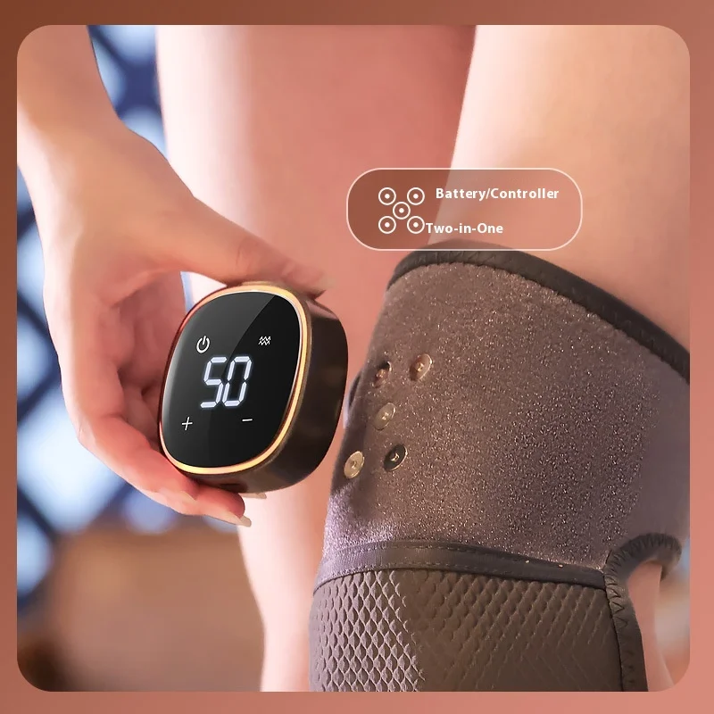 Elektryczny masażer na kolana z wibracjami, bezprzewodowy, z gorącym kompresem, terapia termiczna na bóle stawów i mięśni, relaks.