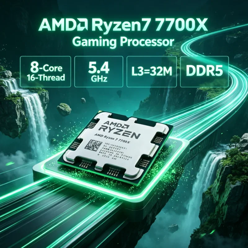 AMD Ryzen 7 7700X Unlocked 32MB L3 DDR5 5nm UP to 5.4GHz Desktop Processor Socket AM5 8-Core 16-Thread Gaming Processor