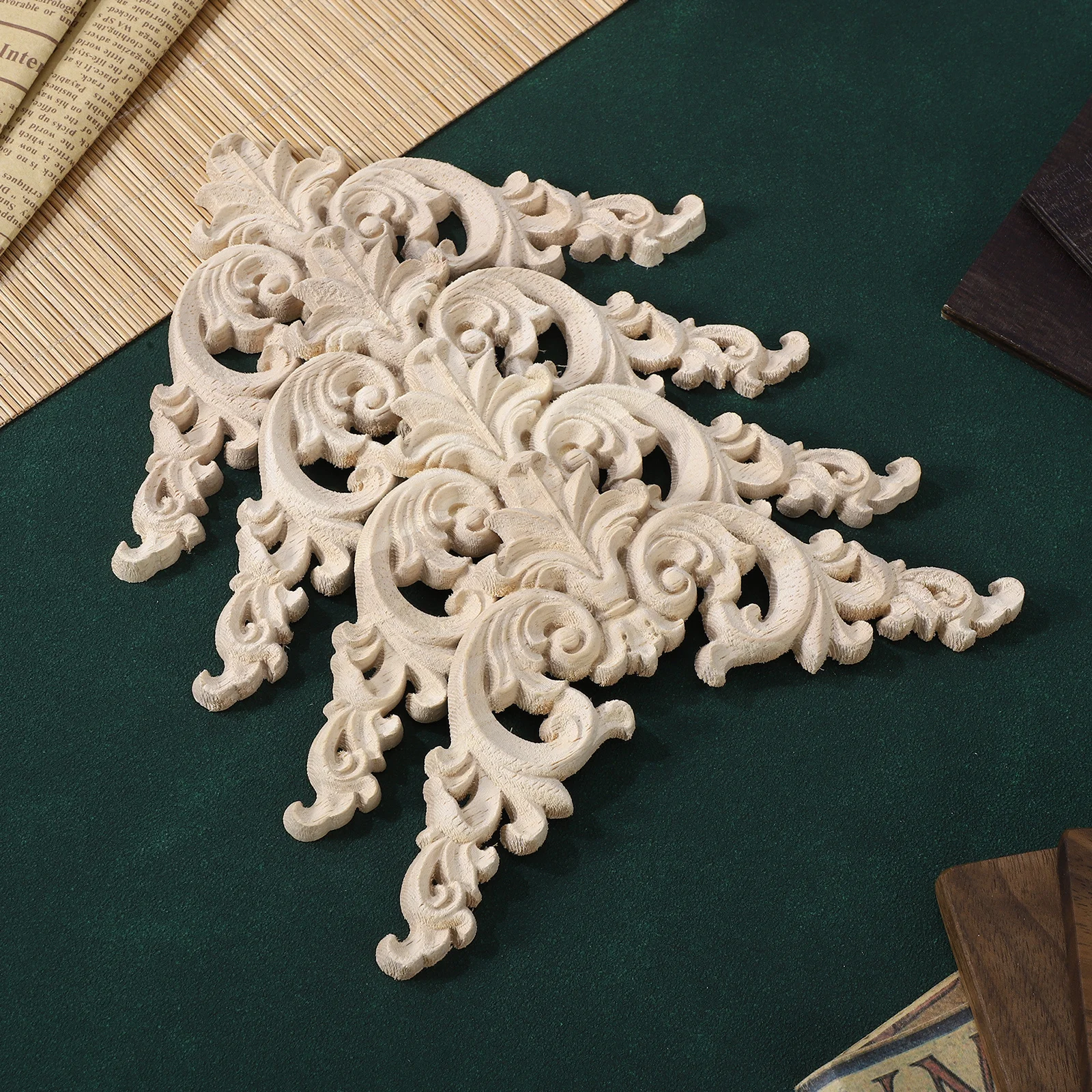 

4Pcs Wood Carved Corner Onlay Odorless Unpainted Applique Decorative Doors Cabinets Walls European Style Art Craft