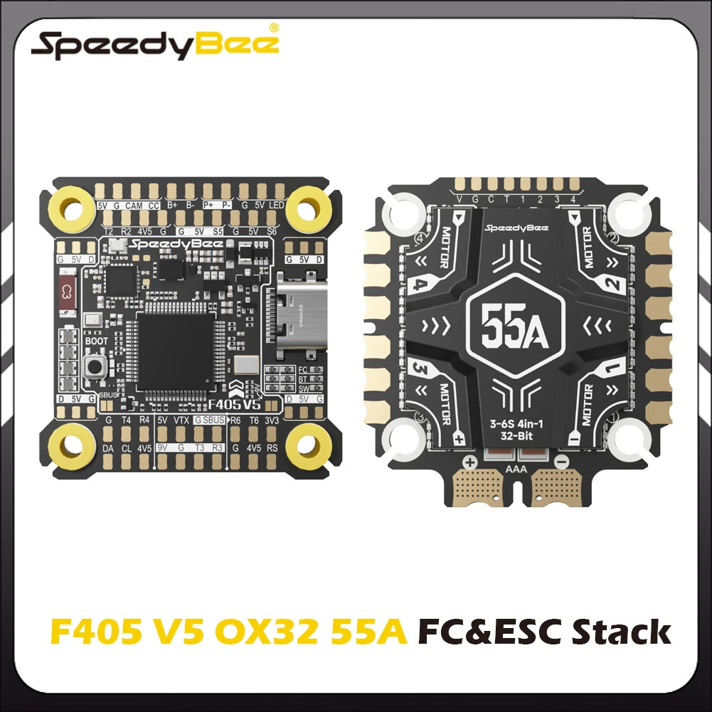 

SpeedyBee F405 V5 30.5×30.5mm Flight Controller & OX32 55A 30.5×30.5 4-in-1 ESC