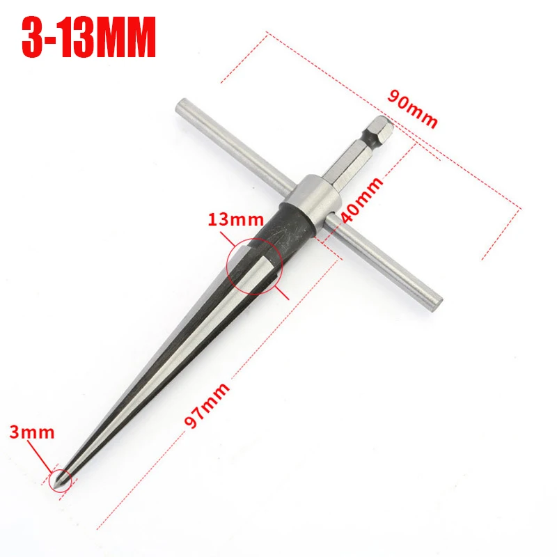 T Handle Tapered Tool Drill Bit Bridge Pin Hole Hand Held Reamer 6 Flute Chamfer Reaming Woodworker Cutting Tool Core  5-16mm