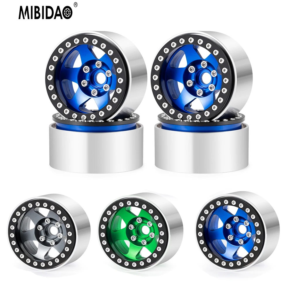 

MIBIDAO 4PCS Metal 1.9 Beadlock Wheel Rim Hub for 1/10 RC Crawler Car Axial SCX10 90046 TRX4 Spare Parts