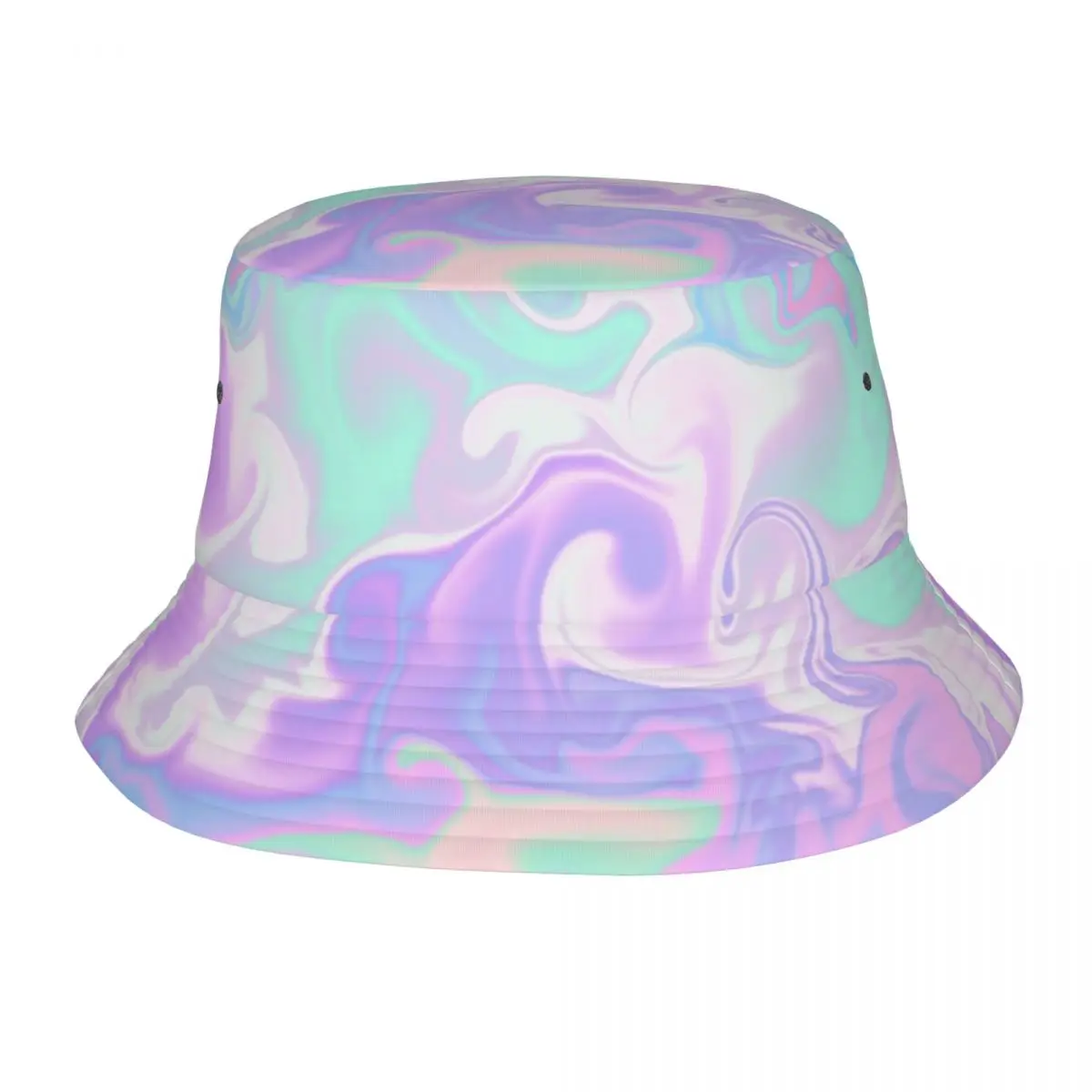 Fashion Holographic Pastel Tie Dye Pattern Bucket Hats for Men Women Printed Summer Beach Sun Fisherman Cap