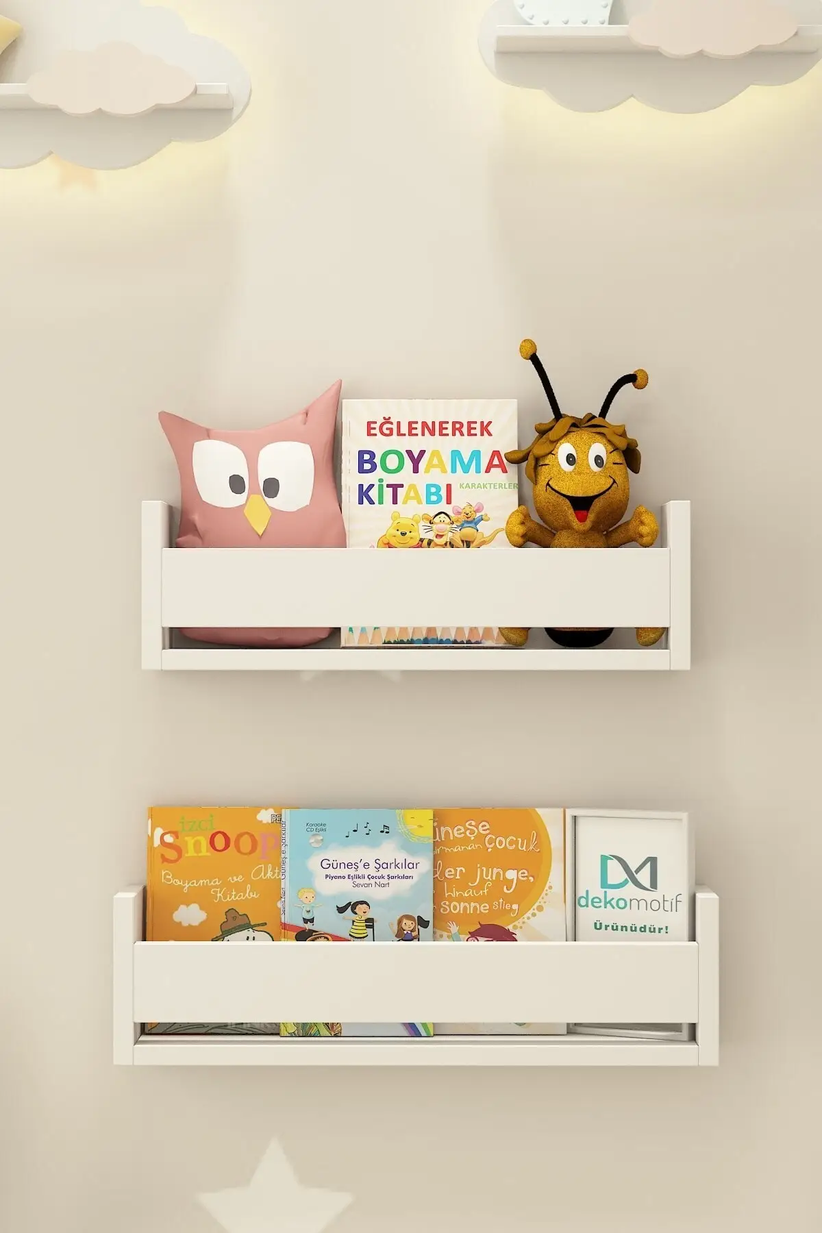 Montessori Tunggal 2 Rak Putih Kamar Anak-anak Rak Buku Pendidikan