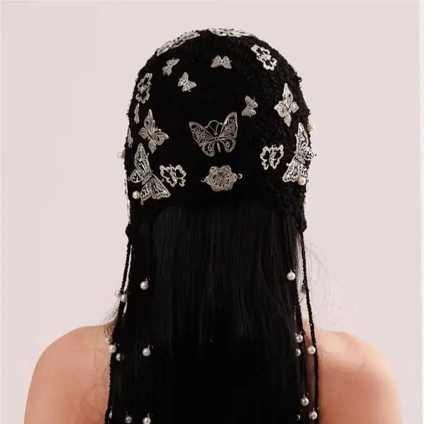 Straßenmode, personalisierte Schmetterlingsdekoration aus Metall, lange Quaste, handgefertigter Retro-Ethno-Stil, ausgehöhlte gestrickte Zehenkappe – Detail 4