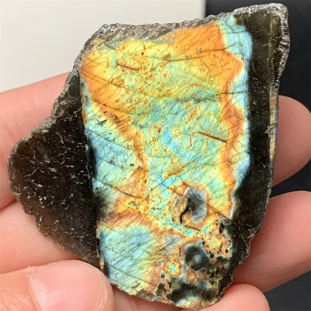

Rough Back Natural Yellow Blue Light Labradorite Ornaments Colorful Light Labradorite Specimen Purple Sliced Raw Labrador Stone