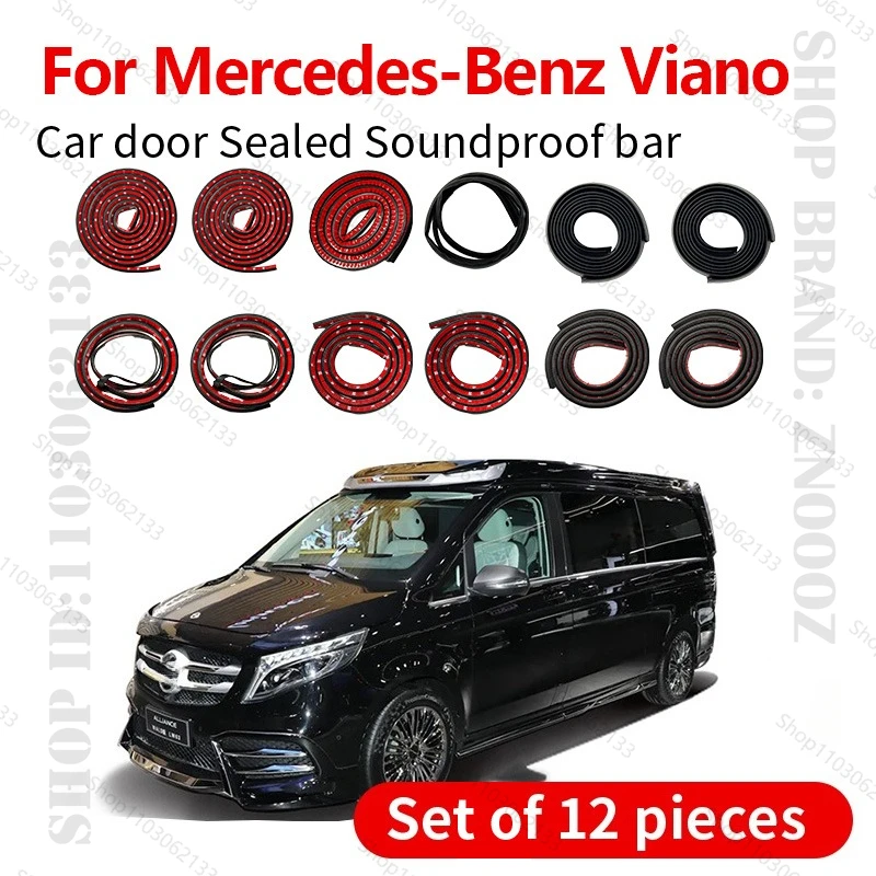 

For Mercedes-Benz Viano Car Door Seal Strip Rubber Double Layer Sealing Protector Soundproof Strip Dustproof Seal Strip 12PCS