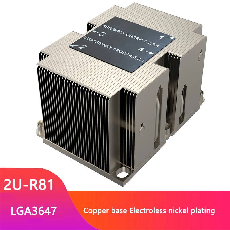 COOLSERVER R81 2U Server CPU Radiator 4 Heatpipe Workstation Desktop Komputer Silent Processor Cooler untuk Intel LGA3647