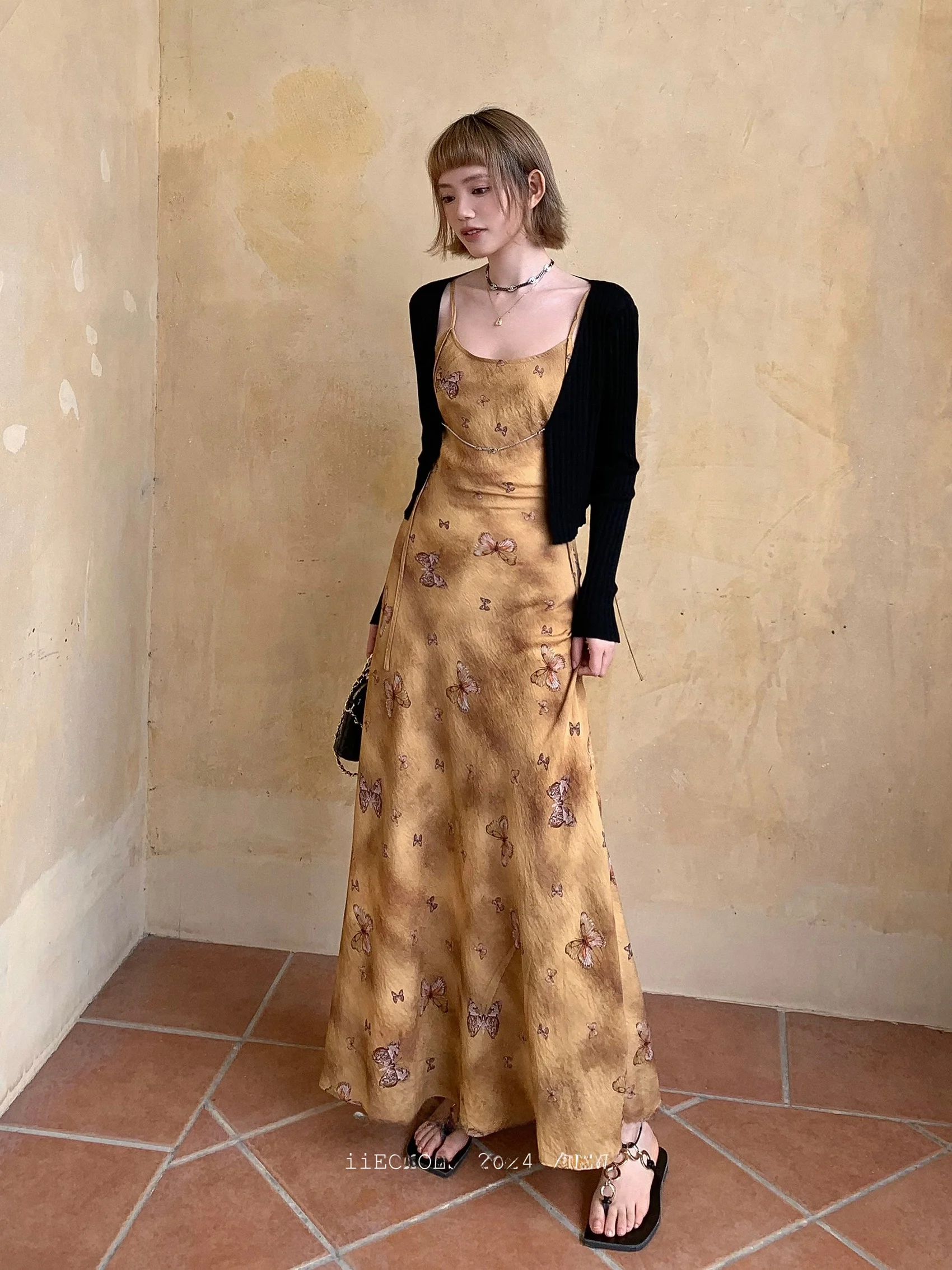 

Elegant Summer Floral Print Wrap Dress Women's Sleeveless Gown Slant Cut Halter Neck A-Line Silhouette Outdoor Travel Date