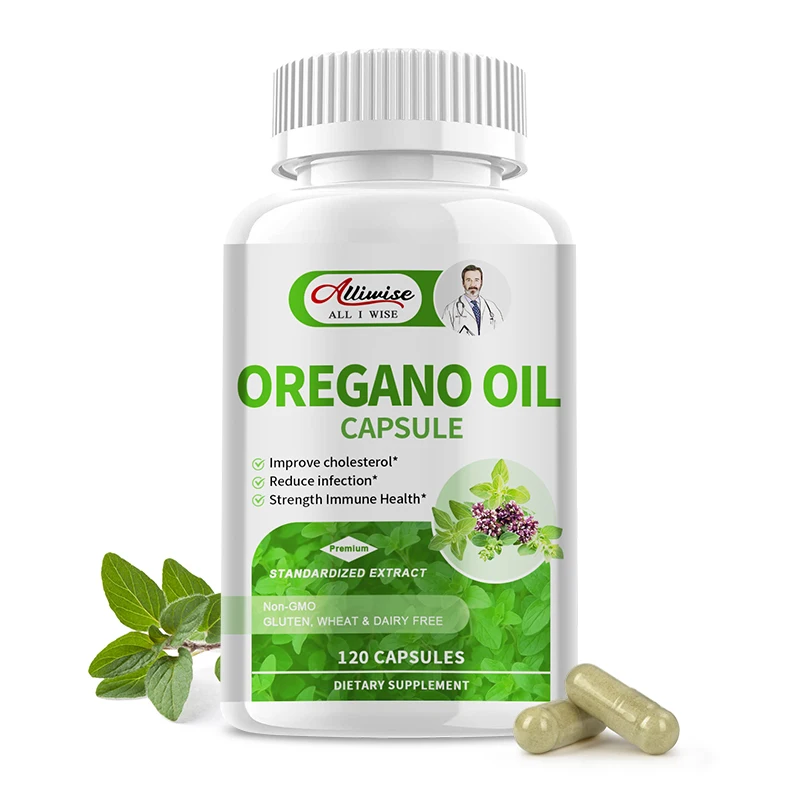 Alliwise Oregano Oil with Garlic Extract Olive Leaf-Immune Support Digestive Kidney Health for Women Men with Vitamin D3 Zinc