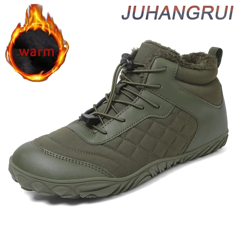 Barefoot Snow Boots Anti Slip Casual Winter Booties Minimalist Ankle Boots Thermal Trail Running Shoes Plush Outdoor Hiking Boot