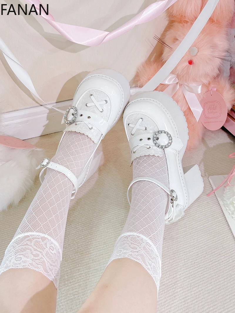 الأصلي فاسق الرياح التعدين أحذية منصة جولة رئيس ثقافة فرعية Jk Kawaii الحلو الأميرة أحذية عالية الكعب أسود أحذية خفيفة الوزن