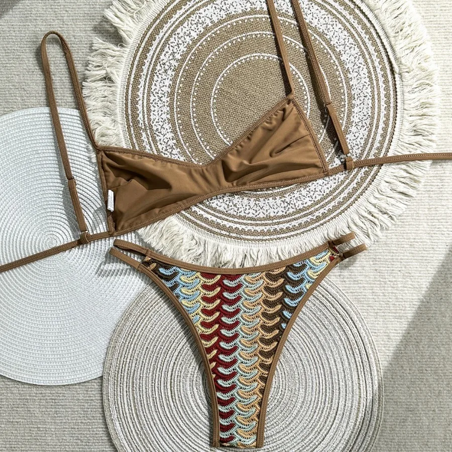 New Vintage Crochet Bikini Set Bohemian Beach Vacation Two-Piece Swimsuit Retro Swimwear Summer Sexy Crocheted Bikini Swimwear - Image 6