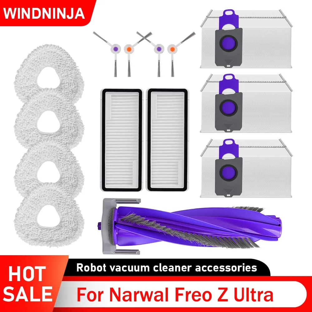 Für Narwal Freo Z Ultra Staubsauger Ersatzteile: Wischpads, HEPA-Filter, Staubbeutel, Haupt- und Seitenbürste, Zubehör für die Haushaltsreinigung