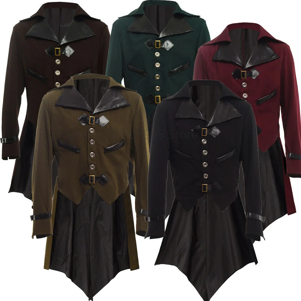 

Medieval Women Men Steampunk Style Jacket Coat for Party Halloween Gothic Punk Tailcoat Coat Faionable Stage Performance Wear