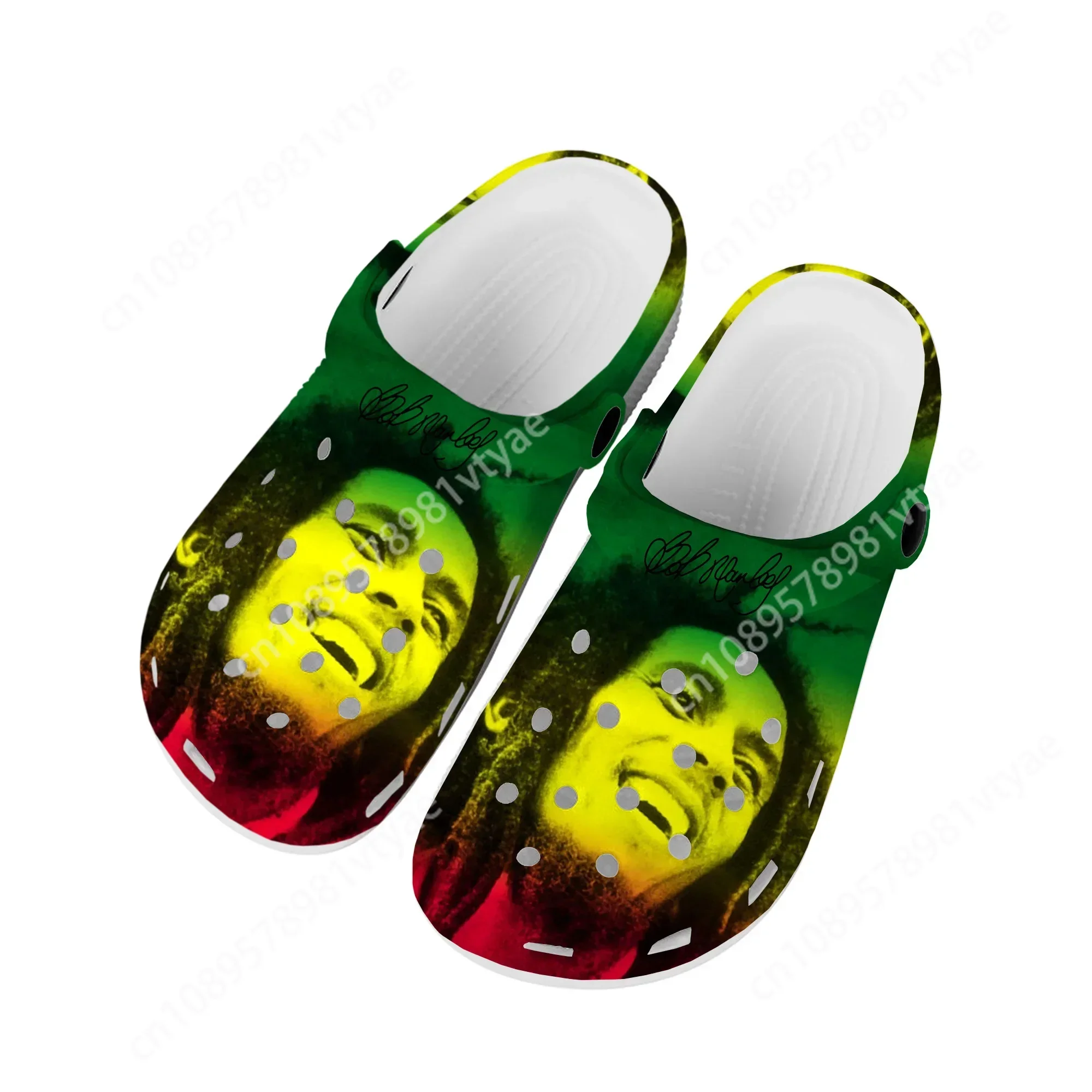 Bob Marley Reggae Rasta Music Singer Home Clogs Custom Water Shoes Mens Womens Teenager Shoe Garden Clog Beach Hole Slippers