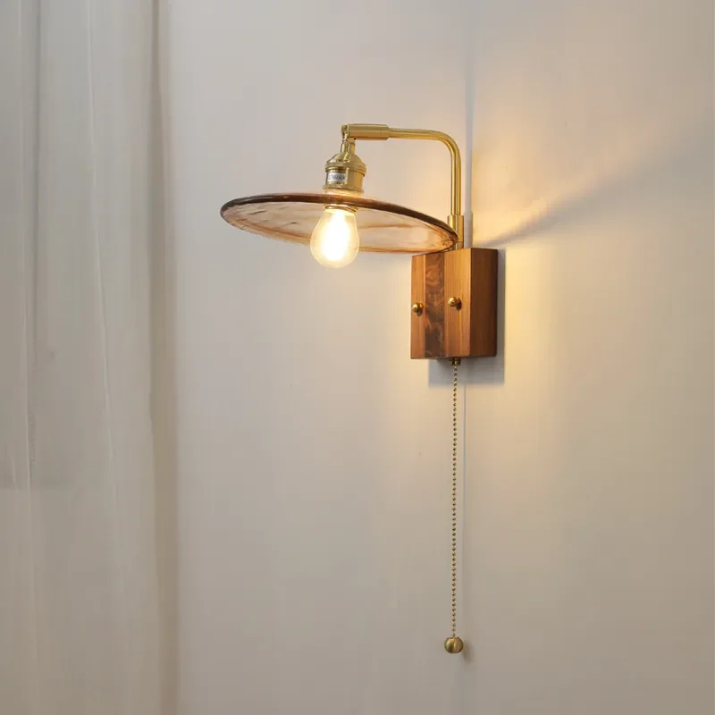for Japanese Retro Modern Simple Living Room Bedroom Dining Room Bedside Study Bathroom Mirror Front Full Copper Wall Lamp