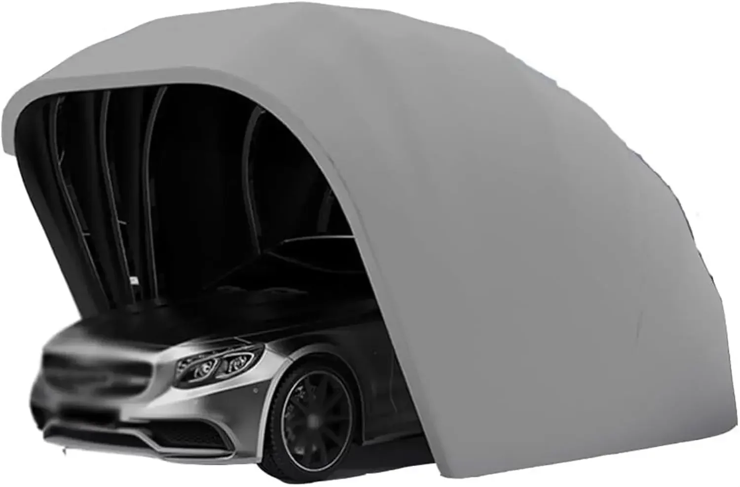

Grey Foldable Retractable Carport Shelter,Semi-Auto Stainless Steel Frame,Mobile Garage,5.5x2.5x2.3m,Customized