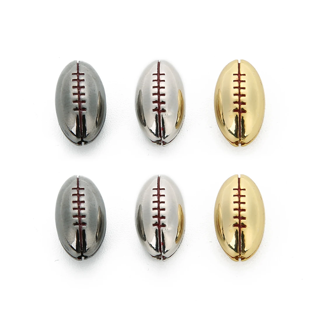 2Pcs Copper Rugby basketball baseball beads Copper Spacer Bead Fit DIY Sporting Jewelry Making For Sports Bracelet Warehouse