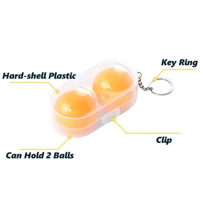 

652F Portable Table Tennis Ball Holder Case With Transparents Cover Fits 2 Balls 40mm Or 50mm Hard Plastic Secure Hook