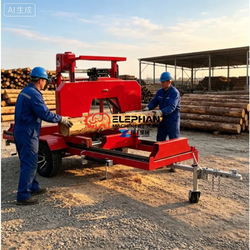Hot Sale Diesel Engine Portable Band Sawmill Machine for Wood Cutting Logs Timber Processing Equipment