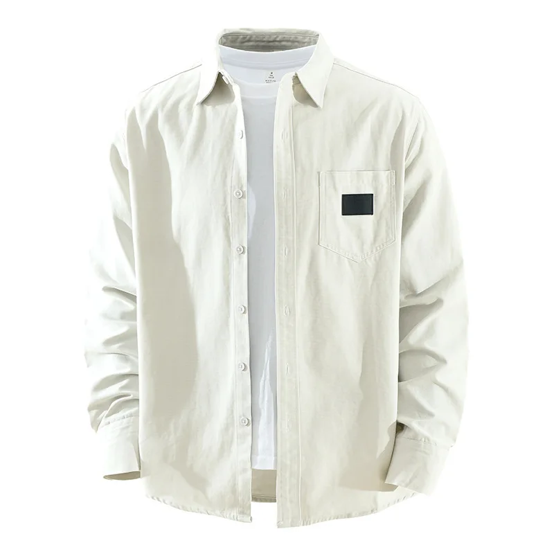 

Абрикосовая рубашка в японском стиле, мужские весенние новые повседневные рубашки с длинными рукавами, мужские рубашки из 100% хлопка, дизайнерские рубашки с карманами в стиле пэчворк