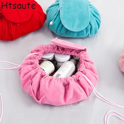 Mulheres Drawstring Cosmetic Bag Viagem Armazenamento Maquiagem Bag Organizador Feminino Make Up Pouch Portátil Impermeável Toiletry Beauty Case