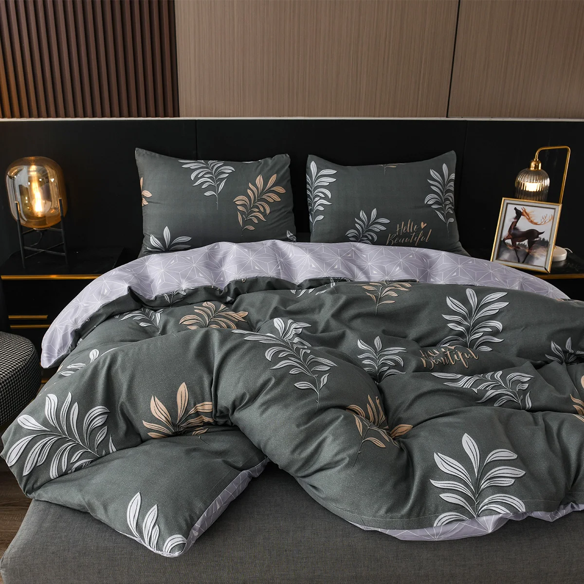 Imagem -03 - Árvore Folhas Impresso Comforter Cover Grupo Botanical Duvet Cover 100 Poliéster Cama de Luxo Design Texturizado King And Queen Size