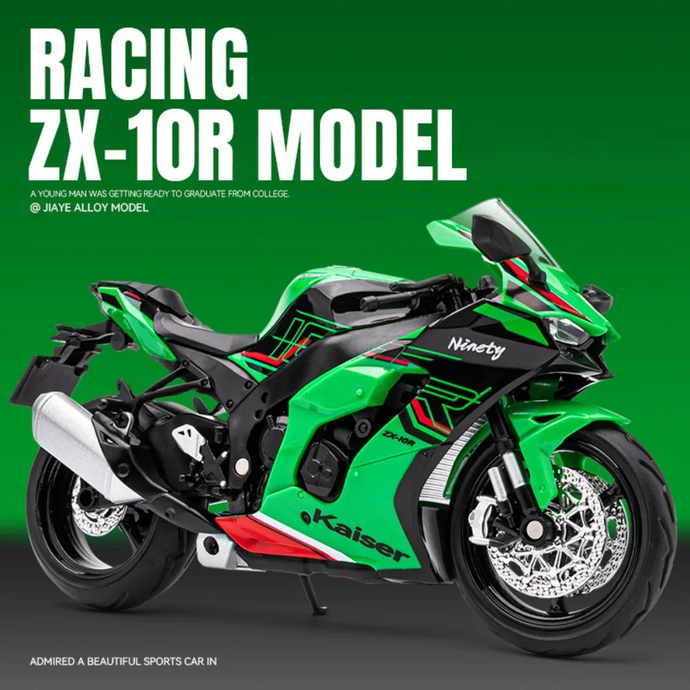 1/12 Kawasaki ZX-10R Toy Model Cars Diecast Alloy Motorcycle Sound Light Metal Body Rubber Tires High Simulation Models Boy Gift