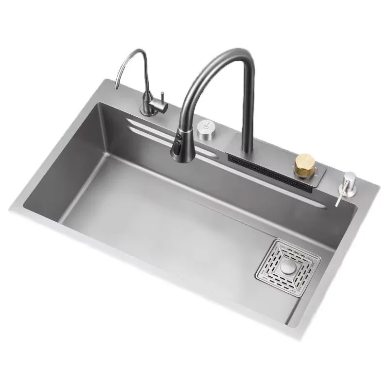 

New Design Handmade Waterfall Kitchen Sink Stainless Steel Sinks Function Kitchen Multi Functional