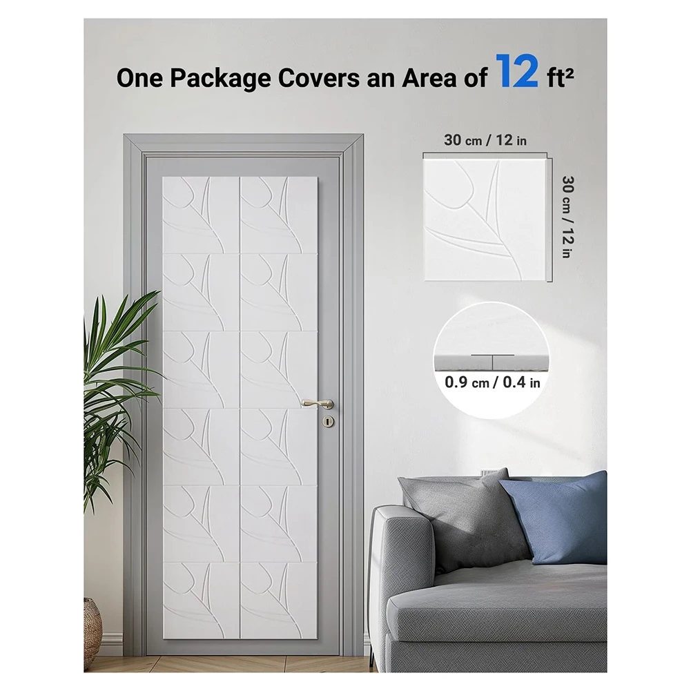 

A74K-12 Pack Звукоизоляционные стеновые панели, 12X12x0,4 дюйма Самоклеящиеся звукоизоляционные панели для дома, студии звукозаписи, офиса